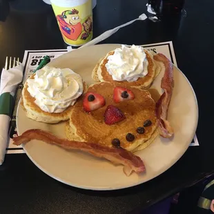 Kids Mickey Mouse pancakes! Delicious
