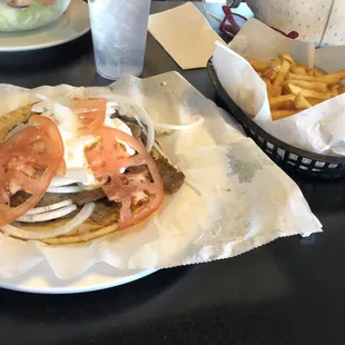 Great tasting gyro with a basket of fries