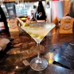 a martini on a bar