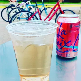 a drink and a bicycle