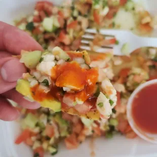 Shrimp ceviche on a chip