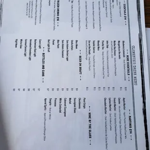 Drink menu August 2023