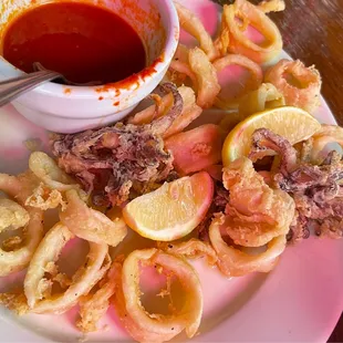 Fried Calamari With Hot Or Mild Sauce