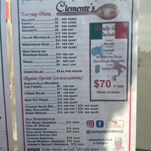 CURRENT MENU AND PRICES!