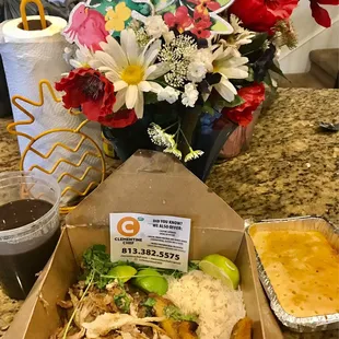 Cuban meal for four - black beans, Cuban pork, rice, plantains, tres leches cake