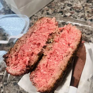 Raw completely in center, no seasoning.