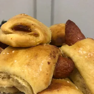 Delicious sausage Kolaches (pigs in a blanket) with a brioche "blanket"!