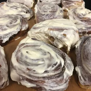 Citrus glazed cinnamon rolls.