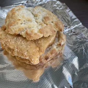 Fried chicken biscuit sandwich.