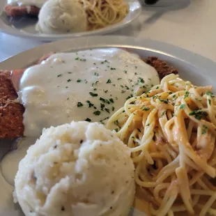 Wednesday Bleu&apos;s $10  Cordon blue topped with Parmesan sauce side of mash and chipotle pasta