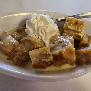 Moist yummy homemade Croissant Bread Pudding with English Cream. I liked this.