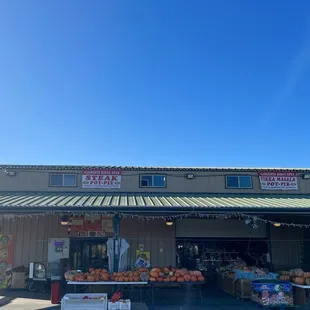 Front of market.