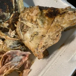 Boiled chicken from bbq place! Nasty!!! And by the way on the off chance it's not boiled? Nope no way it's boiled !