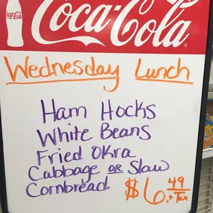 a menu for the lunch