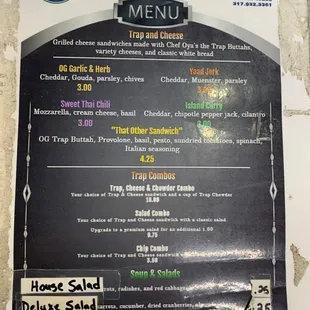 Lunch menu