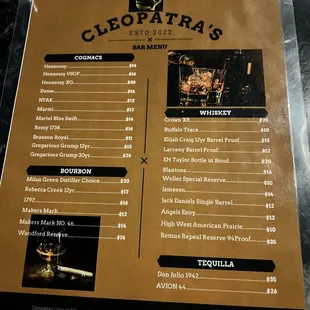 Drink menu