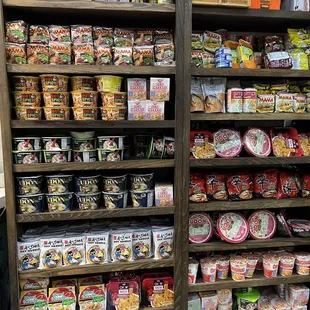 shelves of food and snacks