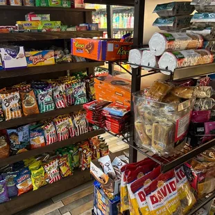 shelves of food and snacks