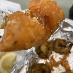 Charcoal Shrimp &amp; Seared Salmon Platter