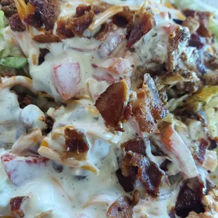 Taco salad with double beef and bacon