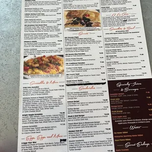menu and prices