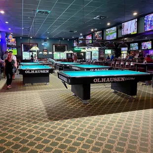 pool tables and televisions