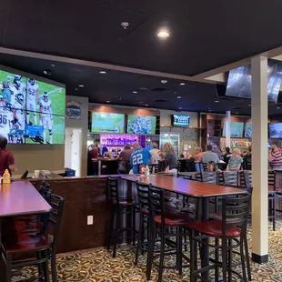 the inside of a sports bar