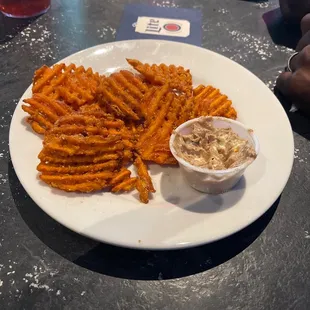 Sweet potato fries with brown sugar butter