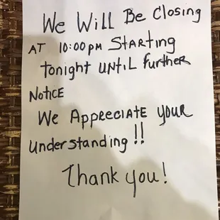 COVID19 SPECIAL HOURS