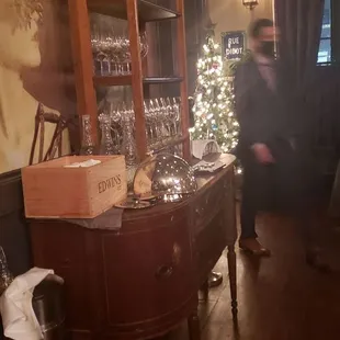 a display of wine glasses