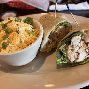 Potato salad and chicken wrap
