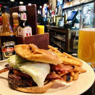 a burger and fries