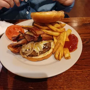 Battlehawk burger and fries