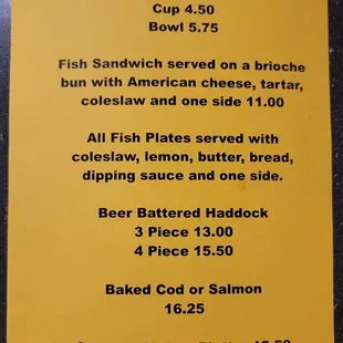 Menu as of 3/17/2023