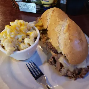 Philly with mac and cheese