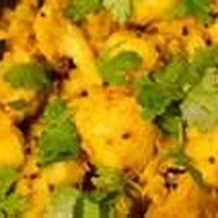 a closeup of a frying pan of food