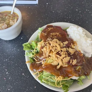 Gumbo and Salad (drowning in their amazing poppy seed dressing)!