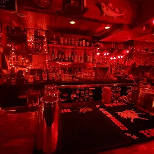 a dimly lit bar