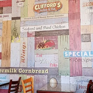 the restaurant's menu