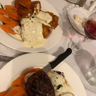 Veal Romano and surf &amp; turf