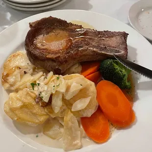 Special bone in pork chop.  Cider flavored sauce was delicious, but this was the least special entree.