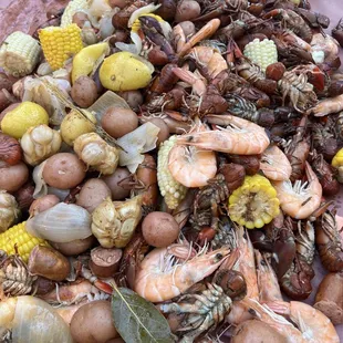 Formerly "live" blue Crawfish and Sausage from Cliff's.