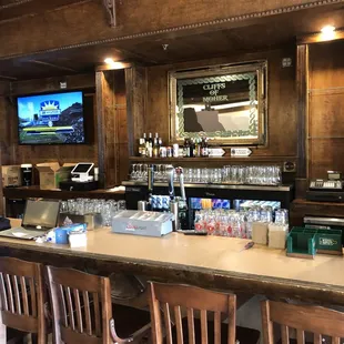 a bar with a television