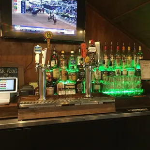 a bar with liquors