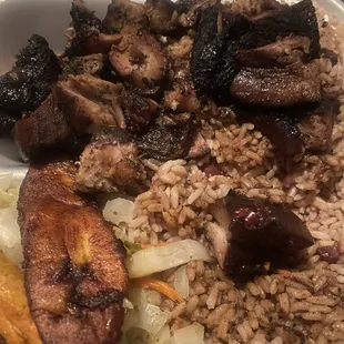 Jerk pork dinner