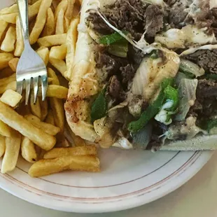Cheesesteak and fries