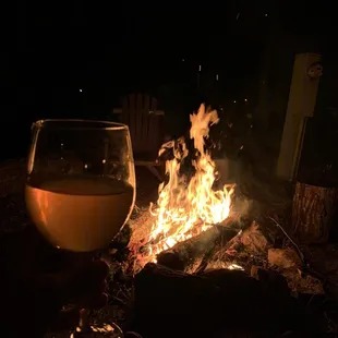 Relaxing next to the fire.