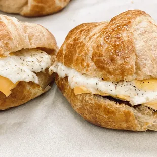 Plain croissant (buttery rich flavor) and Croissant breakfast sandwich are now served here