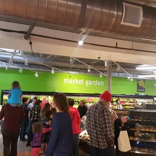 Beautiful vegetable and bakery sections at the front of the store, and busy the first day!
