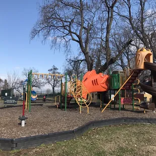 The playground is in decent condition.